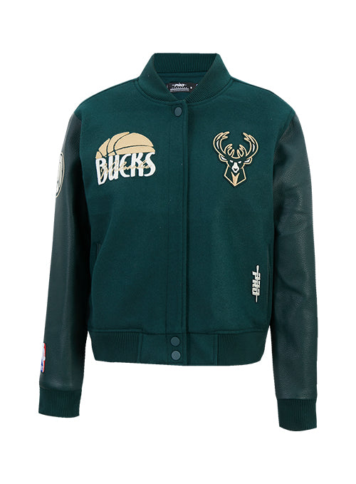 Women's Pro Standard Original Players Milwaukee Bucks Varsity Wool Jacket-front