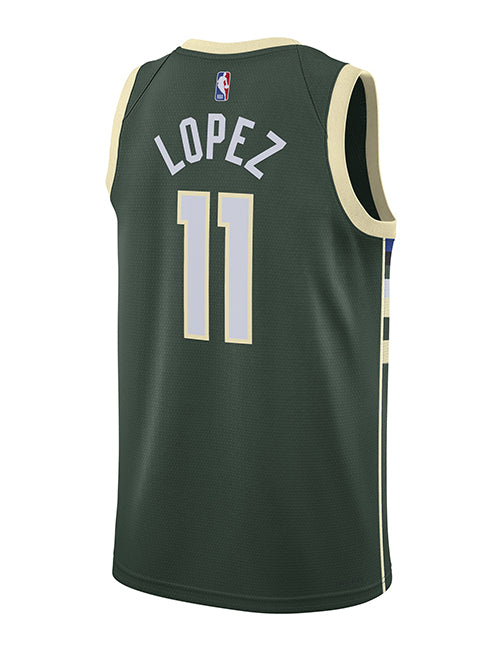 Nike 2022 Icon Edition Brook Lopez Milwaukee Bucks Swingman Jersey-BACK