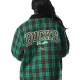 The Wild Collective x Bucks In Six Plaid Milwaukee Bucks Jacket-woman back