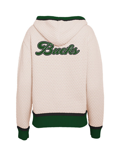 Women's Wear By Erin Andrews Milwaukee Bucks Back Script Hooded Sweater-back