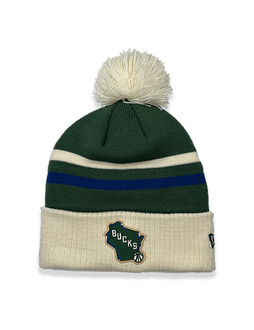 New Era 2025-26 City Edition State Milwaukee Bucks Pom Cuff Knit Hat