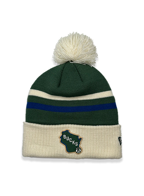 New Era 2025-26 City Edition State Milwaukee Bucks Pom Cuff Knit Hat