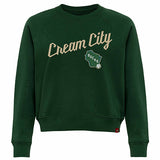 Women's Sportiqe 2025-26 City Edition Ashlyn Chenille Milwaukee Bucks Crewneck Sweatshirt-front