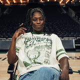 Women's The Wild Collective Vintage Milwaukee Bucks Drop Shoulder T-Shirt-model