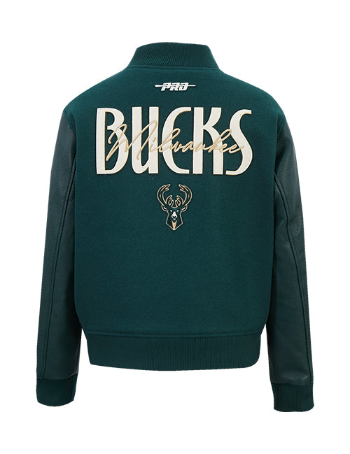 Women's Pro Standard Original Players Milwaukee Bucks Varsity Wool Jacket-back