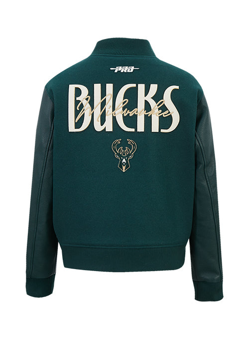 Women's Pro Standard Original Players Milwaukee Bucks Varsity Wool Jacket-back