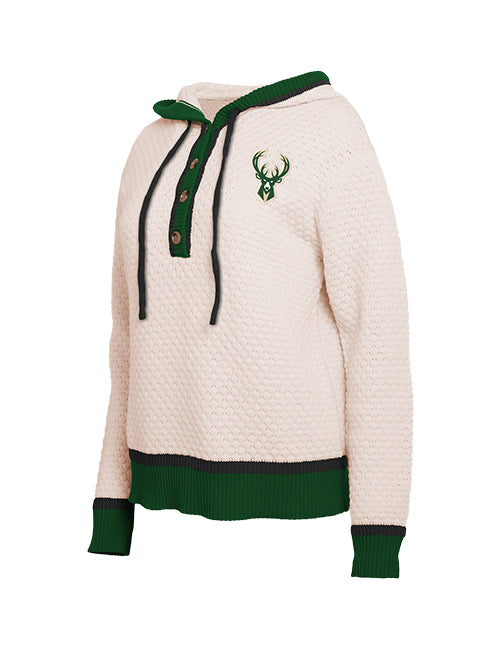 Women's Wear By Erin Andrews Milwaukee Bucks Back Script Hooded Sweate-front