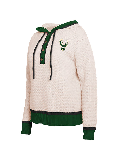 Women's Wear By Erin Andrews Milwaukee Bucks Back Script Hooded Sweate-front