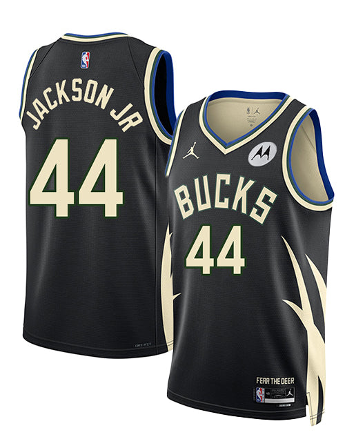 Jordan 2022 Statement Edition Andre Jackson Jr. Milwaukee Bucks Swingman Jersey-collage