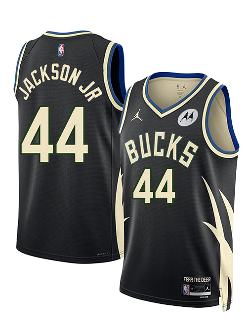 Jordan 2022 Statement Edition Andre Jackson Jr. Milwaukee Bucks Swingman Jersey-collage