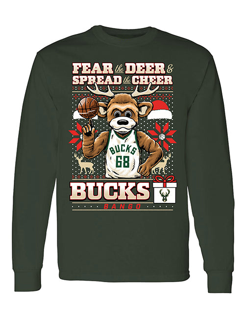 Bucks Pro Shop 2025 Holiday Sweater Bango Milwaukee Bucks Long Sleeve T-Shirt