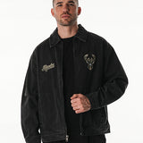 Bucks In Six x The Wild Collective Close Of Day Milwaukee Bucks Denim Jacket-front