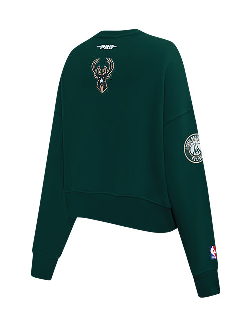 Women's Pro Standard Game Day Milwaukee Bucks Crewneck Sweatshirt-angled back