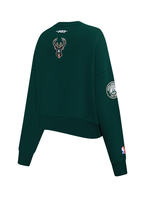 Women's Pro Standard Game Day Milwaukee Bucks Crewneck Sweatshirt-angled back