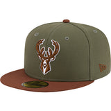 New Era 59Fifty Two Toned Color Pack Olive Milwaukee Bucks Fitted Hat-left