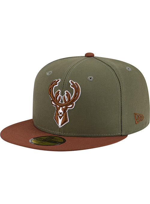 New Era 59Fifty Two Toned Color Pack Olive Milwaukee Bucks Fitted Hat-left