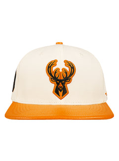 Pro Standard  Basketball Leather Milwaukee Bucks Adjustable Strapback Hat-front