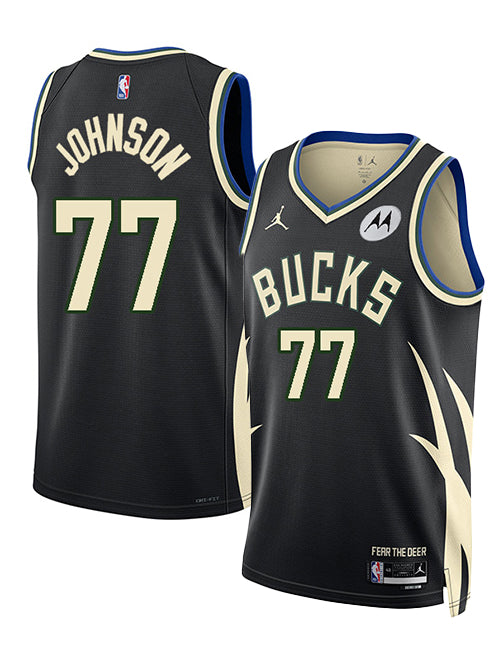 Jordan 2022 Statement Edition AJ Johnson Milwaukee Bucks Swingman Jersey-collage