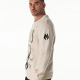 Bucks In Six x The Wild Collective All Over Print Jacquard Milwaukee Bucks Crewneck Sweatshirt-left
