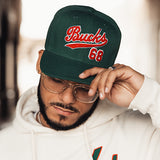 Bucks In Six x Roots Of Fight '68 Script Milwaukee Bucks Snapback Hat-model