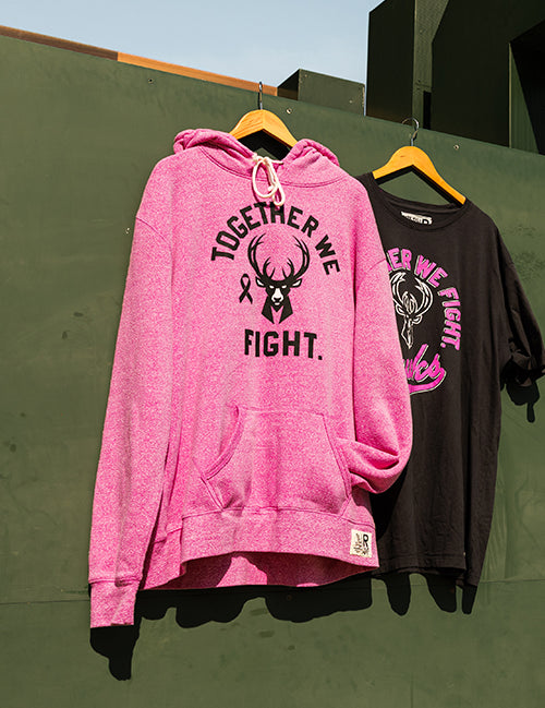 Roots Of Fight Breast Cancer Awareness Pink Milwaukee Bucks Hooded Sweatshirt-hanging