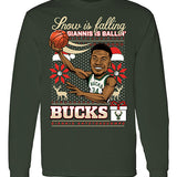 Bucks Pro Shop 2025 Holiday Sweater Giannis Antetokounmpo Milwaukee Bucks Long Sleeve T-Shirt