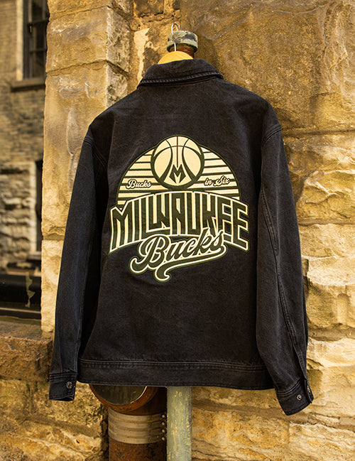Bucks In Six x The Wild Collective Close Of Day Milwaukee Bucks Denim Jacket-back