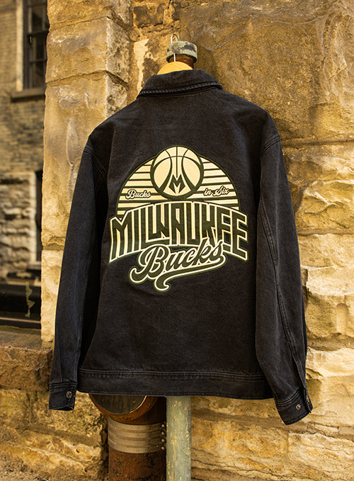 Bucks In Six x The Wild Collective Close Of Day Milwaukee Bucks Denim Jacket-back