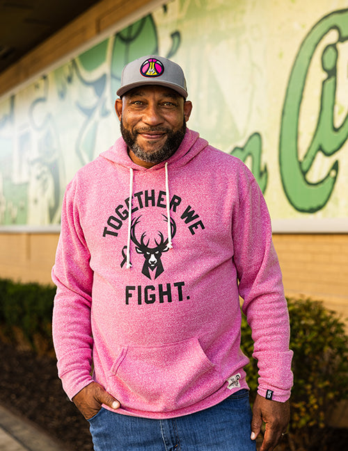 Roots Of Fight Breast Cancer Awareness Pink Milwaukee Bucks Hooded Sweatshirt-front
