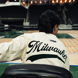 Pro Standard Living Large Milwaukee Bucks Drop Shoulder Long Sleeve T-Shirt-on model (back)