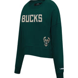 Women's Pro Standard Game Day Milwaukee Bucks Crewneck Sweatshirt-angled front