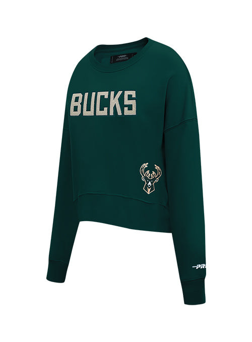 Women's Pro Standard Game Day Milwaukee Bucks Crewneck Sweatshirt-angled front