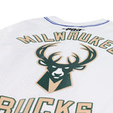 Pro Standard 2024-25 City Edition Wordmark Milwaukee Bucks Mesh T-Shirt-back, close-up