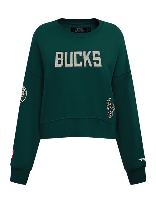 Women's Pro Standard Game Day Milwaukee Bucks Crewneck Sweatshirt-front