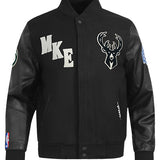 Pro Standard First Time Milwaukee Bucks Varsity Wool Jacket-front