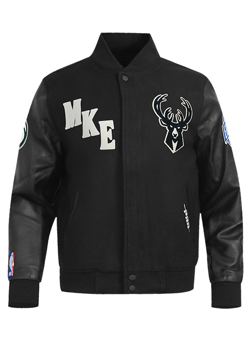 Pro Standard First Time Milwaukee Bucks Varsity Wool Jacket-front