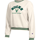 Women's Champion Reverse Weave Milwaukee Bucks Ribbed Crewneck Sweatshirt-front