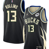 Jordan 2022 Statement Edition Ryan Rollins Milwaukee Bucks Swingman Jersey-collage