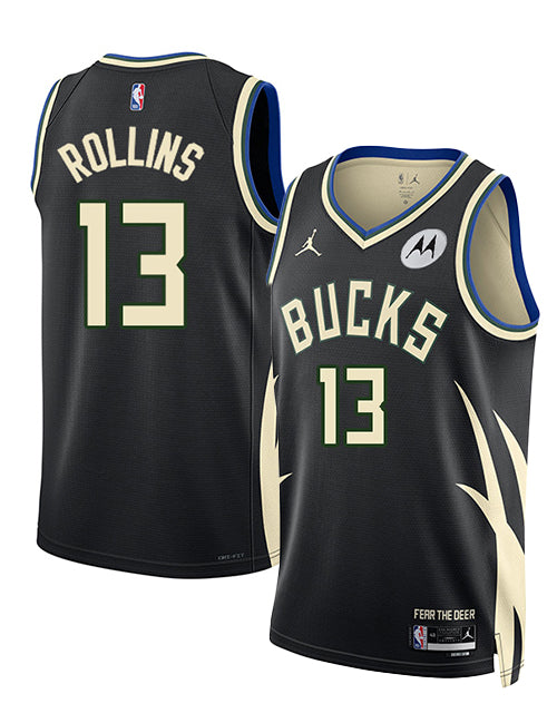 Jordan 2022 Statement Edition Ryan Rollins Milwaukee Bucks Swingman Jersey-collage