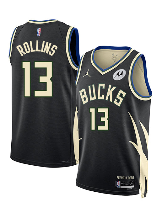 Jordan 2022 Statement Edition Ryan Rollins Milwaukee Bucks Swingman Jersey-collage