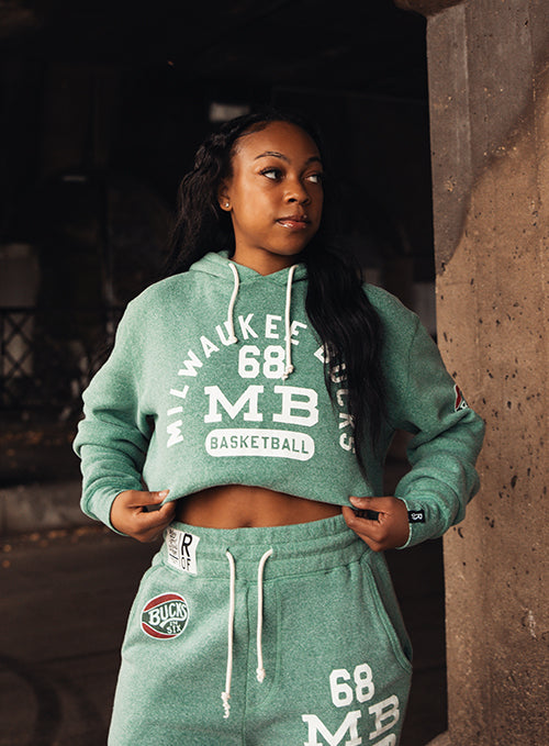 Bucks In Six x Roots Of Fight  '68 Milwaukee Bucks Hooded Sweatshirt-model