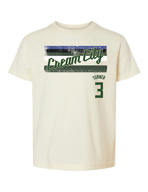 Youth Bucks Pro Shop 2025-26 City Edition Myles Turner Milwaukee Bucks T-Shirt