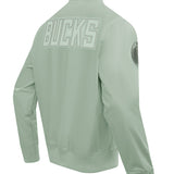 Pro Standard Neutral Moss Milwaukee Bucks Twill Jacket-angled back