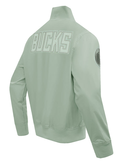 Pro Standard Neutral Moss Milwaukee Bucks Twill Jacket-angled back