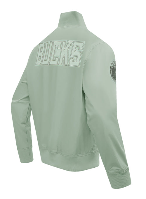 Pro Standard Neutral Moss Milwaukee Bucks Twill Jacket-angled back
