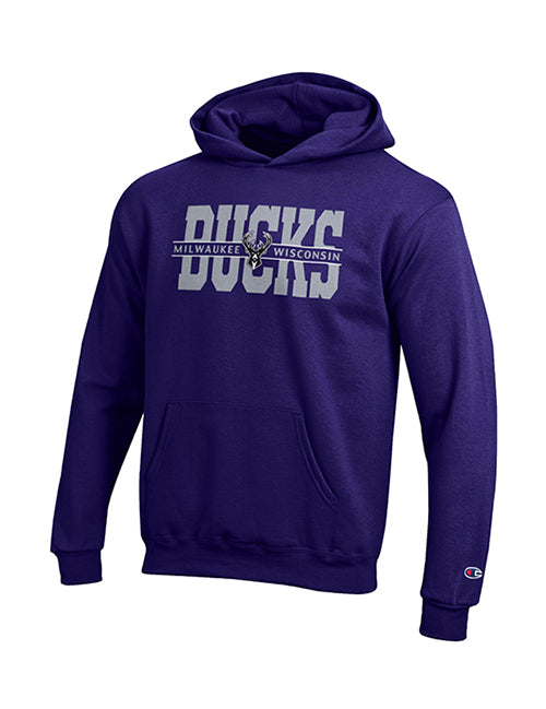 Youth Girl's Champion Powerblend Purple Milwaukee Bucks Hooded Sweatshirt