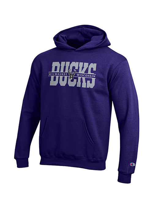 Youth Girl's Champion Powerblend Purple Milwaukee Bucks Hooded Sweatshirt
