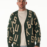 Bucks In Six x The Wild Collective Letter Scramble Milwaukee Bucks Button Cardigan-front