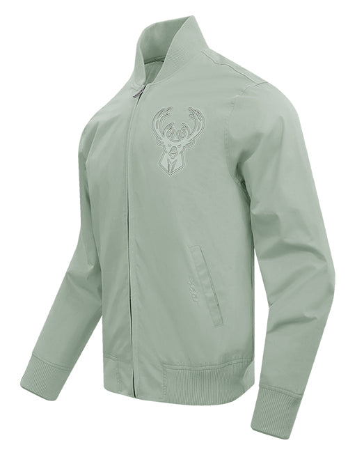 Pro Standard Neutral Moss Milwaukee Bucks Twill Jacket-angled front