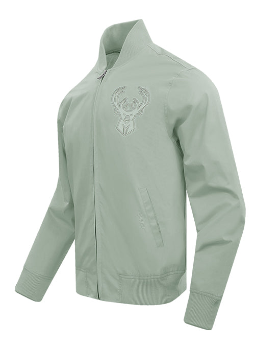 Pro Standard Neutral Moss Milwaukee Bucks Twill Jacket-angled front